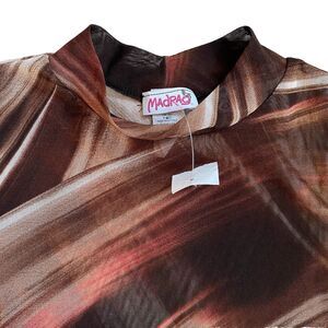 Vintage Y2K Madrag Sheer Cropped Top Long Sleeve Medium NWT Mock Neck